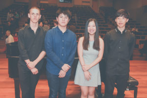 National Concerto 50th Competition Finalists: (L to R) Matthias Balzat, Delvan Lin, Siyu Sun, Hye In Kim