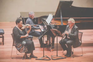 The 3 Adjudicators perform in the Alumni Concert. (L to R) Wilma Smith (Violin); Richard Mapp (Piano) and Mark Walton (Clarinet)